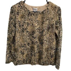 Chicos Womens Metallic Long Sleeve Blouse Top Size Medium